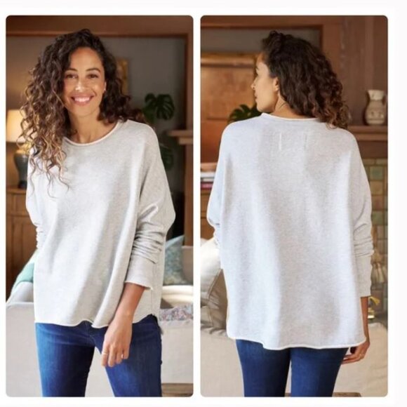 Frank & Eileen Anna Long Sleeve Capelet Triple Fleece Gray Melange Sz S - Picture 1 of 2